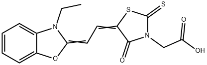 5-[(3-ETHYL-2(3H)-BENZOXAZOLYLIDENE)ETHYLIDENE]-4-OXO-2-THIOXO 3-THIAZOLIDINEACETIC ACID Struktur
