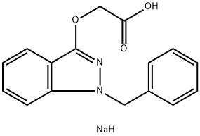 [[1-(フェニルメチル)-1H-インダゾール-3-イル]オキシ]酢酸ナトリウム 化学構造式