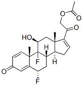 21-アセチルオキシ-6α,9-ジフルオロ-11β-ヒドロキシプレグナ-1,4,16-トリエン-3,20-ジオン 化学構造式
