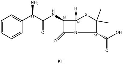 potassium [2S-[2alpha,5alpha,6beta(S*)]]-6-(aminophenylacetamido)-3,3-dimethyl-7-oxo-4-thia-1-azabicyclo[3.2.0]heptane-2-carboxylate Structure