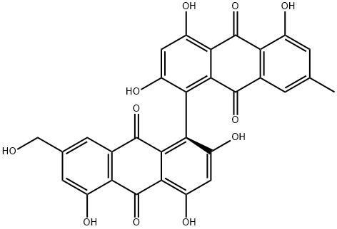 2,2',4,4',5,5'-Hexahydroxy-7-(hydroxymethyl)-7'-methyl-1,1'-bi(9,10-anthraquinone) Structure