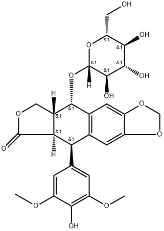 4'-去甲基表鬼臼毒素-Β-D-葡萄糖甙 结构式