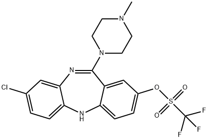 8-クロロ-11-(4-メチルピペラジノ)-5H-ジベンゾ[b,e][1,4]ジアゼピン-2-オールトリフルオロメタンスルホナート 化学構造式