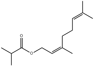 イソ酪酸(Z)-3,7-ジメチル-2,6-オクタジエニル 化学構造式
