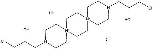 3,12-ビス(3-クロロ-2-ヒドロキシプロピル)-3,12-ジアザ-6,9-ジアゾニアジスピロ[5.2.5.2]ヘキサデカン·ジクロリド 化学構造式