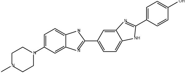 4-[6'-(4-メチルピペラジン-1-イル)-6,2'-ビ[1H-ベンゾイミダゾール]-2-イル]フェノール 化学構造式