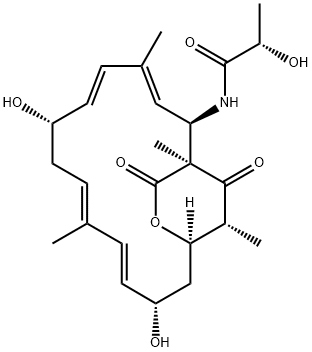 (S)-N-[(1S,2R,3E,5E,7S,9E,11E,13S,15R,19R)-7,13-Dihydroxy-1,4,10,19-tetramethyl-17,18-dioxo-16-oxabicyclo[13.2.2]nonadeca-3,5,9,11-tetren-2-yl]-2-hydroxypropanamide Struktur
