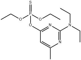 チオりん酸O,O-ジエチルO-(2-ジエチルアミノ-6-メチルピリミジン-4-イル) 化学構造式
