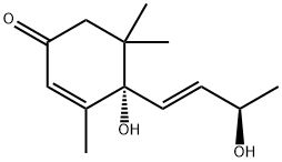 3,5,5-トリメチル-4β-ヒドロキシ-4-[(1E,3R)-3-ヒドロキシ-1-ブテニル]-2-シクロヘキセン-1-オン 化学構造式