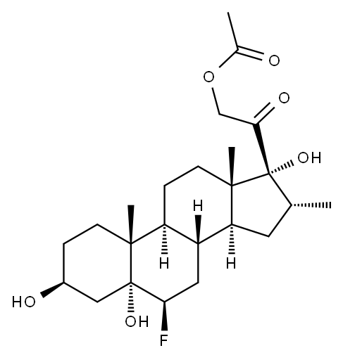 6beta-fluoro-3beta,5alpha,17,21-tetrahydroxy-16alpha-methylpregnan-20-one 21-acetate Structure