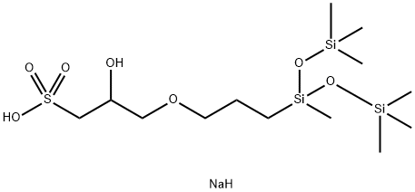2-羟基-3-[3-[1,3,3,3-四甲基-1-[(三甲基硅氧基二硅)氧基]丙氧基丙酸钠 结构式