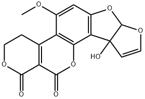 3,4,7a,10a-Tetrahydro-10a-hydroxy-5-methoxy-1H,12H-furo[3',2':4,5]furo[2,3-h]pyrano[3,4-c][1]benzopyran-1,12-dione Struktur