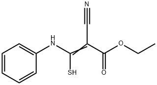 3-アニリノ-2-シアノ-3-メルカプトアクリル酸エチルエステル 化学構造式