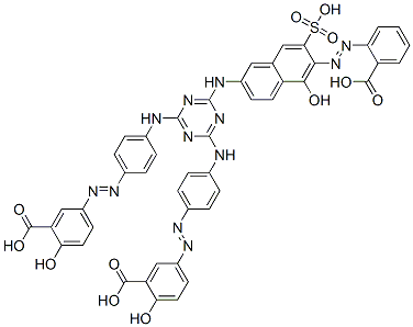 5,5'-[[6-[[5-Hydroxy-6-[(2-carboxyphenyl)azo]-7-sulfo-2-naphthalenyl]amino]-1,3,5-triazine-2,4-diyl]bis[imino(4,1-phenylene)azo]]bis[2-hydroxybenzoic acid] 结构式