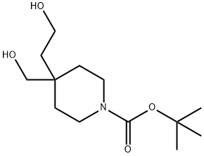 4-(2-ヒドロキシエチル)-4-(ヒドロキシメチル)ピペリジン-1-カルボン酸TERT-ブチル 化学構造式