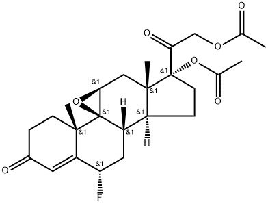 9,11-Epoxy-6-fluoro-17,21-dihydroxypregn-4-ene-3,20-dione-17,21-diacetate 化学構造式