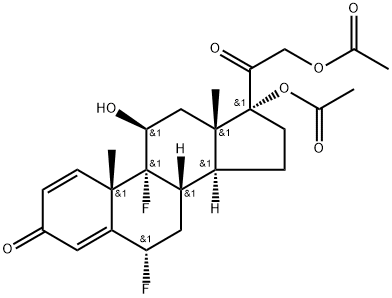 17,21-ビス(アセチルオキシ)-6α,9-ジフルオロ-11β-ヒドロキシプレグナ-1,4-ジエン-3,20-ジオン 化学構造式