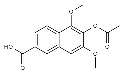 6-アセチルオキシ-5,7-ジメトキシ-2-ナフトエ酸 化学構造式
