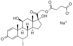 21-(3-ソジオオキシカルボニル-1-オキソプロポキシ)-11β,17-ジヒドロキシ-6α-メチルプレグナ-1,4-ジエン-3,20-ジオン 化学構造式