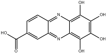 6,7,8,9-テトラヒドロキシ-2-フェナジンカルボン酸 化学構造式