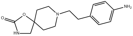 8-(p-アミノフェネチル)-1-オキサ-3,8-ジアザスピロ[4.5]デカン-2-オン 化学構造式