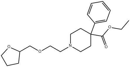 4-フェニル-1-[2-[(テトラヒドロフラン-2-イル)メトキシ]エチル]-4-ピペリジンカルボン酸エチル 化学構造式
