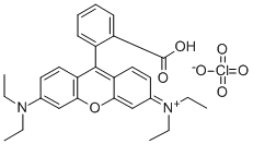 9-(2-カルボキシフェニル)-3,6-ビス(ジエチルアミノ)キサンチリウム·ペルクロラート 化学構造式