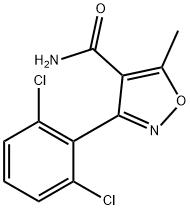 3-(2,6-ジクロロフェニル)-5-メチルイソオキサゾール-4-カルボオキサミド 化学構造式