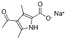 4-乙酰-3,5-二甲基-1H-吡咯-2-羧酸钠 结构式