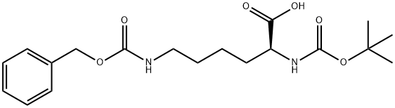 Nα-(tert-ブトキシカルボニル)-Nε-カルボベンゾキシ-L-リジン 化学構造式