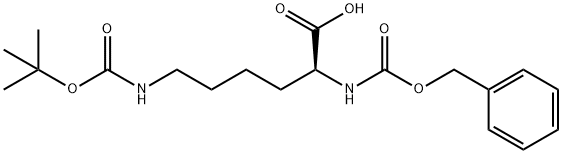 Nε-(tert-ブトキシカルボニル)-Nα-カルボベンゾキシ-L-リジン 化学構造式