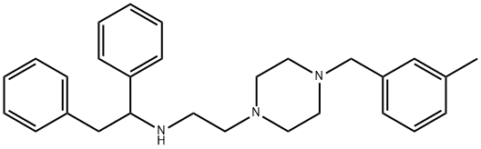 1-[2-[(1,2-ジフェニルエチル)アミノ]エチル]-4-(3-メチルベンジル)ピペラジン 化学構造式