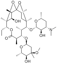 9-デオキソ-6,12-ジデオキシ-6,9:9,12-ジエポキシエリスロマイシン 化学構造式