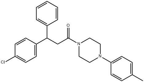 3-(p-Chlorophenyl)-3-phenyl-1-[4-(p-tolyl)-1-piperazinyl]-1-propanone 结构式