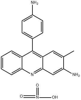 3-氨基2-甲基-9-(4-氨基苯基)吖啶硝酸 结构式