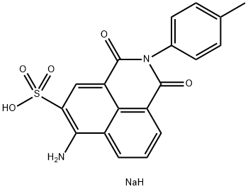 6-アミノ-2,3-ジヒドロ-2-(4-メチルフェニル)-1,3-ジオキソ-1H-ベンゾ[de]イソキノリン-5-スルホン酸ナトリウム 化学構造式