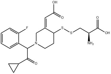 3-[[(3Z)-3-(CarboxyMethylene)-1-[2-cyclopropyl-1-(2-fluorophenyl)-2-oxoethyl]-4-piperidinyl]dithio]-L-alanine Structure