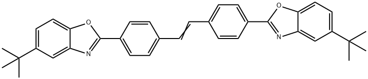 2，2’-（エテン-1，2-ジイルジ-4，1-フェニレン）ビス［5-（2-メチルプロパン-2-イル）-1，3-ベンゾオキサゾール］ 化学構造式
