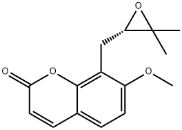 8-[[(S)-3,3-ジメチルオキシラニル]メチル]-7-メトキシ-2H-1-ベンゾピラン-2-オン 化学構造式