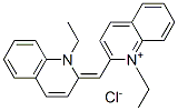 1-乙基-2-[(1-乙基喹啉-2-亚基)甲基]喹啉-1-鎓氯化物 结构式