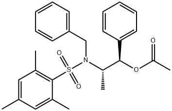 (1R,2S)-2-[N-BENZYL-N-(MESITYLENESULFONYL)AMINO]-1-PHENYLPROPYL ACETATE Struktur