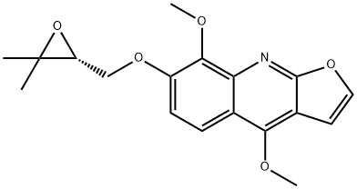 7-[(3,3-ジメチルオキシラン-2-イル)メトキシ]-4,8-ジメトキシフロ[2,3-b]キノリン 化学構造式