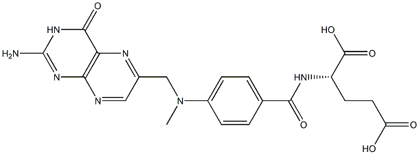 N-[p-[[(2-アミノ-4-ヒドロキシプテリジン-6-イル)メチル]メチルアミノ]ベンゾイル]-L-グルタミン酸 化学構造式