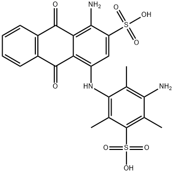 1-アミノ-4-(3-アミノ-2,4,6-トリメチル-5-スルホフェニルアミノ)-9,10-ジヒドロ-9,10-ジオキソ-2-アントラセンスルホン酸 化学構造式