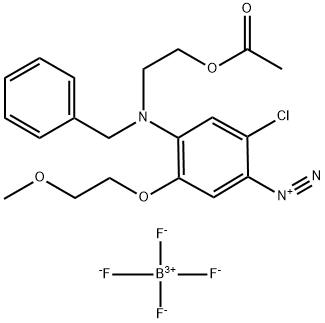 4-[[2-(acetoxy)ethyl](phenylmethyl)amino]-2-chloro-5-(2-methoxyethoxy)benzenediazonium tetrafluoroborate 结构式