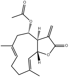 (3aR,4S,6E,10E,11aR)-4-Acetoxy-3a,4,5,8,9,11a-hexahydro-6,10-dimethyl-3-methylenecyclodeca[b]furan-2(3H)-one Structure