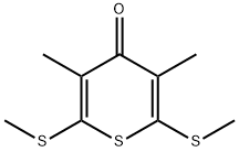3,5-ジメチル-2,6-ビス(メチルチオ)-4H-チイン-4-オン 化学構造式