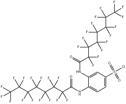 3,4-bis[(2,2,3,3,4,4,5,5,6,6,7,7,8,8,8-pentadecafluoro-1-oxooctyl)amino]benzenesulphonyl chloride  Structure