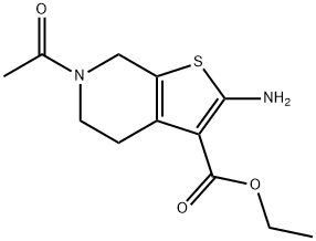 6-アセチル-2-アミノ-4,5,6,7-テトラヒドロチエノ[2,3-C]ピリジン-3-カルボン酸エチル 化学構造式