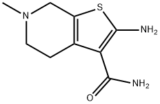 2-アミノ-6-メチル-4,5,6,7-テトラヒドロチエノ[2,3-C]ピリジン-3-カルボキサミド 化学構造式
